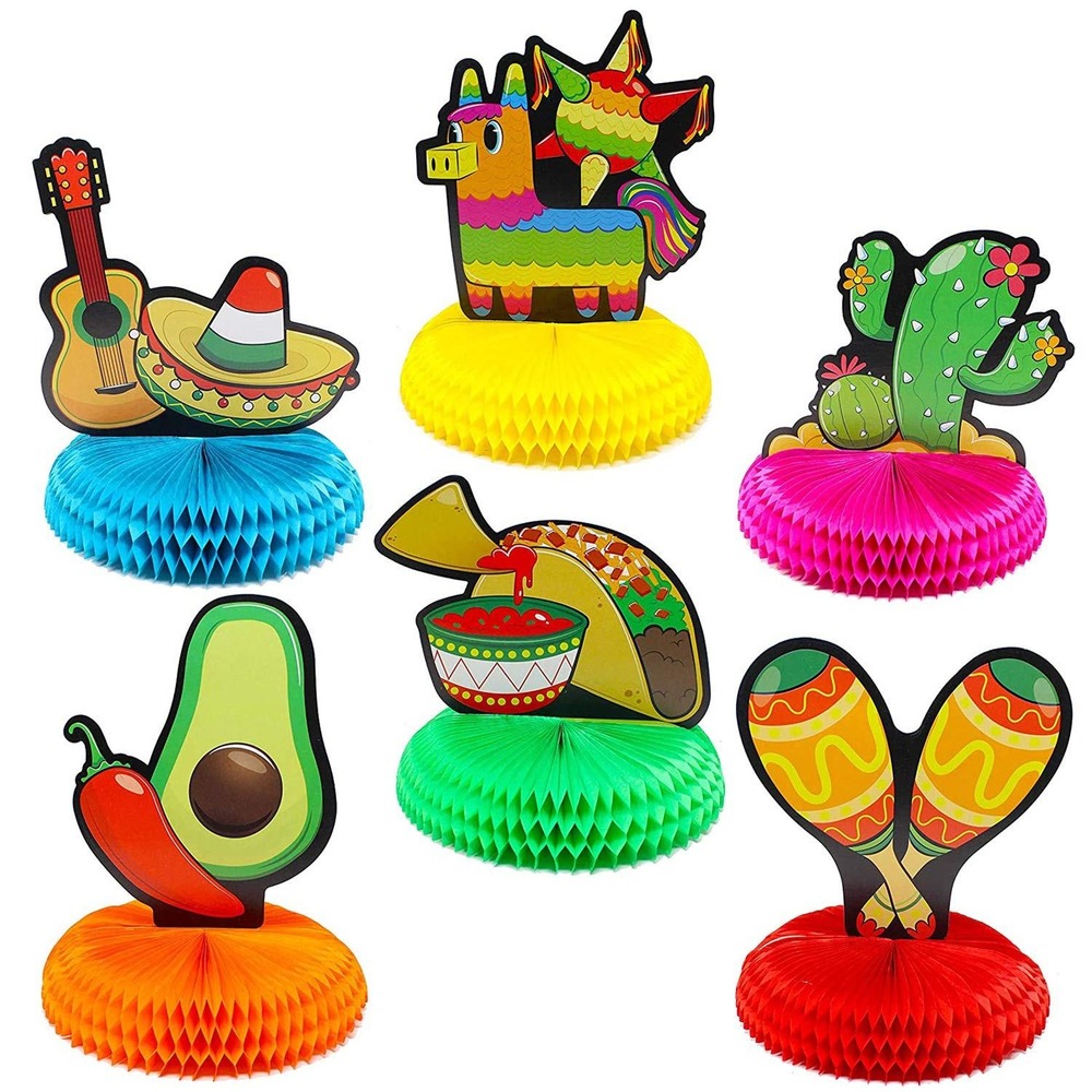 6 Pcs Cinco De Mayo Fiesta Honeycomb Table Centerpiece 8.5" Mexican Decor